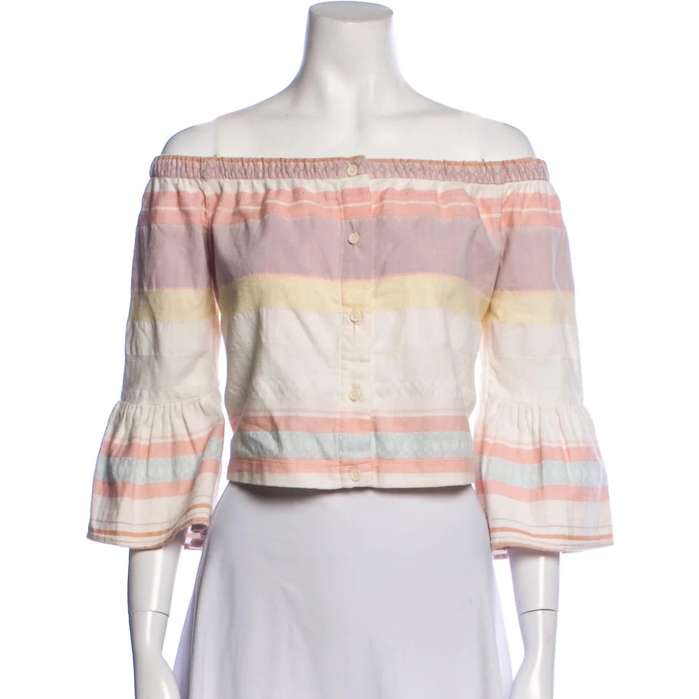 MOTHER cotton crop top, 3/4 bell sleeve. Light summer or fall blouse